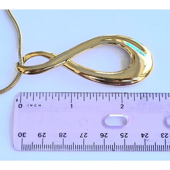 Vintage Monet Eternity Pendant Necklace and Original Gold Snake Chain Signed - Picture 9 of 9